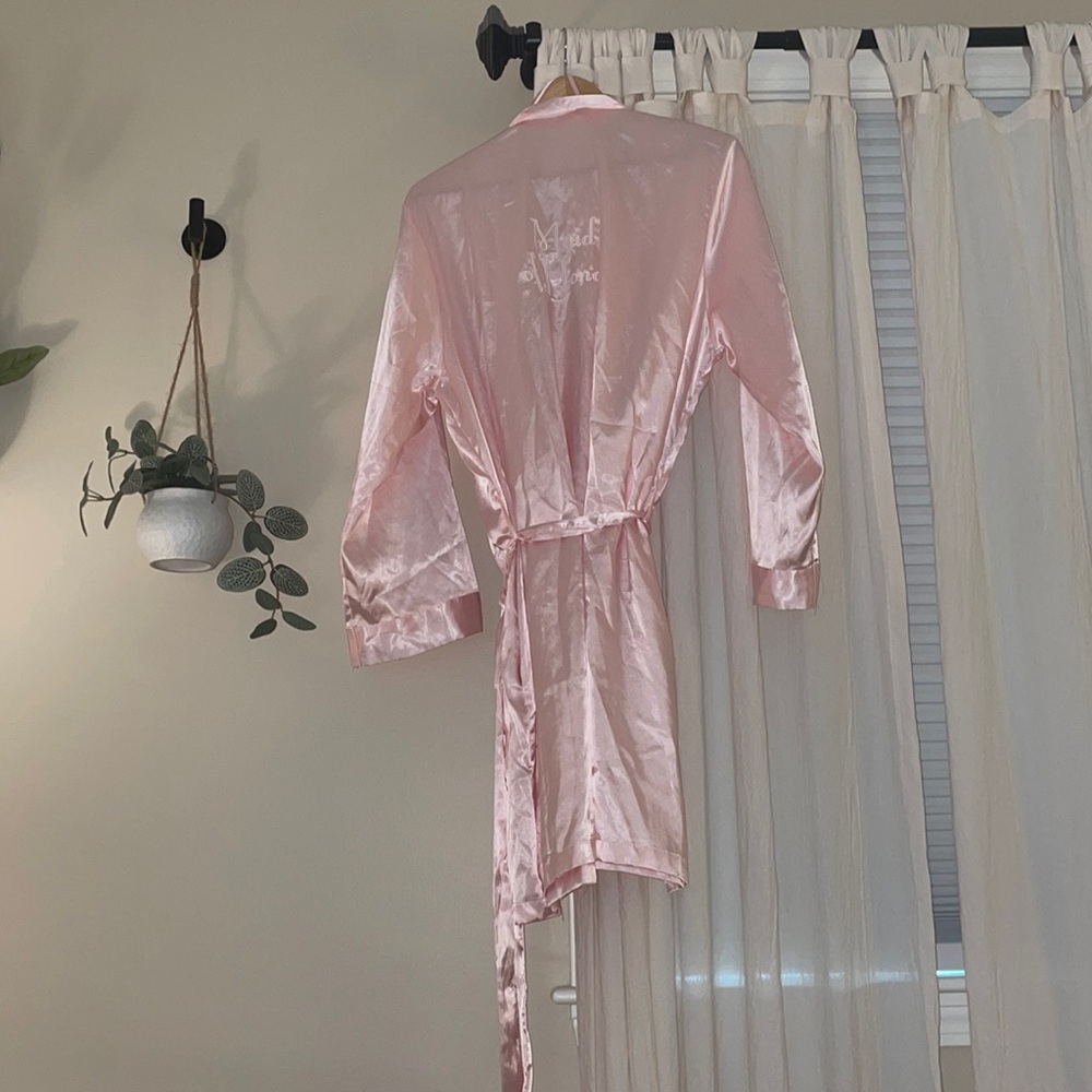 Pink Satin Maid of Honor Robe